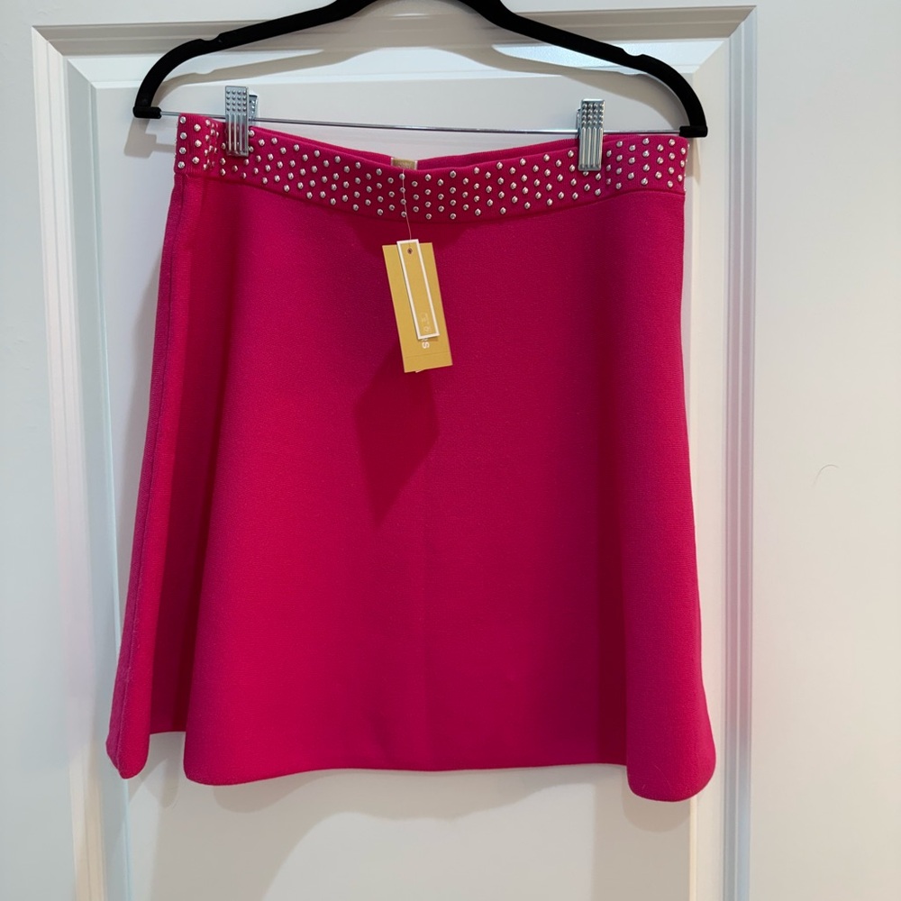 Michael Kors Fuchsia Mini Skirt with Studded Waistband
